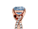 Rose gold Fancy Blue Asscher Cut Solitaire Twist Pave Diamond Engagement Ring with Prong Setting_5
