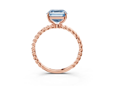 Rose gold Fancy Blue Asscher Cut Solitaire Twisted Band 4-Prong Ring_3