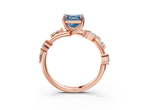 Rose gold Fancy Blue Asscher Cut Solitaire Twisted Band Marquise Accent Prong Setting Ring_3