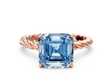 Rose gold Fancy Blue Asscher  Cut Solitaire Twisted Band with Four-Prong Setting_29