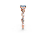 Rose gold Fancy Blue Asscher Cut Solitaire Twisted Pave Band with Four-Prong Setting_5