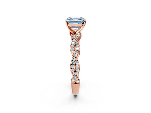 Rose gold Fancy Blue Asscher Cut Solitaire Twisted Pave Band with Four-Prong Setting_5