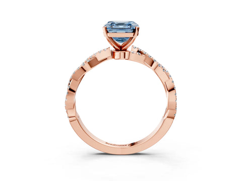Rose gold Fancy Blue Asscher Cut Solitaire Twisted Pave Band with Four-Prong Setting_6