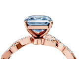 Rose gold Fancy Blue Asscher Cut Solitaire Twisted Pave Band with Four-Prong Setting_7