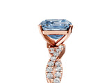 Rose gold Fancy Blue Asscher Cut Solitaire Twisted Pave Band with Four-Prong Setting_8