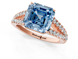 Rose gold Fancy Blue Asscher  Cut Split Shank Pave Diamond Engagement Ring with Four-Prong Setting_1