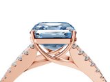 Rose gold Fancy Blue Asscher  Cut Split Shank Pave Diamond Engagement Ring with Four-Prong Setting_4