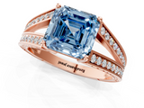Rose gold Fancy Blue Asscher  Cut Split Shank Pave Diamond Ring with Four-Prong Setting_18