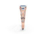 Rose gold Fancy Blue Asscher  Cut Split Shank Pave Diamond Ring with Four-Prong Setting_19
