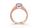 Rose gold Fancy Blue Asscher  Cut Split Shank Pave Diamond Ring with Four-Prong Setting_20