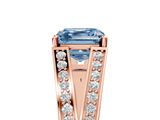 Rose gold Fancy Blue Asscher  Cut Split Shank Pave Diamond Ring with Four-Prong Setting_22