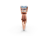 Rose gold Fancy Blue Asscher  Cut Three-Stone Channel Set Ring with Bar Prongs_2