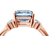 Rose gold Fancy Blue Asscher  Cut Three-Stone Channel Set Ring with Bar Prongs_4