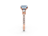 Rose gold Fancy Blue Asscher  Cut Three-Stone Diamond Pavé Band with Prong Setting_19