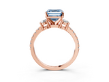 Rose gold Fancy Blue Asscher  Cut Three-Stone Diamond Pavé Band with Prong Setting_20
