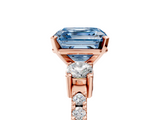 Rose gold Fancy Blue Asscher  Cut Three-Stone Diamond Pavé Band with Prong Setting_22
