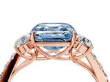 Rose gold Fancy Blue Asscher  Cut Three-Stone Diamond Pave Band with Prong Setting_55