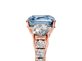 Rose gold Fancy Blue Asscher  Cut Three-Stone Diamond Pave Band with Prong Setting_56