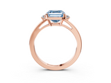 Rose gold Fancy Blue Asscher  Cut Three-Stone Solitaire Ring with Round Accent Diamonds and Four-Prong Setting_40
