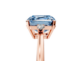 Rose gold Fancy Blue Asscher  Cut Three-Stone Solitaire Ring with Round Accent Diamonds and Four-Prong Setting_42