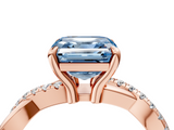 Rose gold Fancy Blue Asscher  Cut Twist Band Solitaire Diamond Ring with Pavé Setting_7
