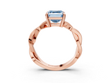 Rose gold Fancy Blue Asscher  Cut Twisted Pavé Band Solitaire Ring with Four-Prong Setting_3