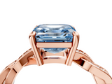 Rose gold Fancy Blue Asscher  Cut Twisted Pavé Band Solitaire Ring with Four-Prong Setting_4