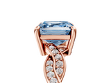Rose gold Fancy Blue Asscher  Cut Twisted Pavé Band Solitaire Ring with Four-Prong Setting_5