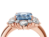 Rose gold Fancy Blue Asscher  Diamond Cluster Halo Ring with Solitaire Band and Four-Prong Setting_4