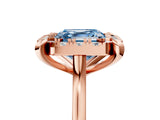 Rose gold Fancy Blue Asscher  Diamond Cluster Halo Solitaire with Four-Prong Setting_147