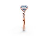 Rose gold Fancy Blue Asscher  Diamond Cluster Prong-Set Solitaire Ring_2