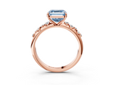 Rose gold Fancy Blue Asscher  Diamond Cluster Prong-Set Solitaire Ring_3