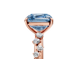 Rose gold Fancy Blue Asscher  Diamond Cluster Prong-Set Solitaire Ring_5