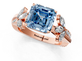 Rose gold Fancy Blue Asscher  Diamond Floral Vine Solitaire Engagement Ring_1