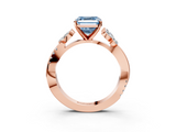 Rose gold Fancy Blue Asscher  Diamond Floral Vine Solitaire Engagement Ring_3