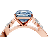 Rose gold Fancy Blue Asscher  Diamond Floral Vine Solitaire Engagement Ring_4