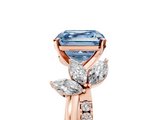 Rose gold Fancy Blue Asscher  Diamond Floral Vine Solitaire Engagement Ring_5