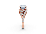 Rose gold Fancy Blue Asscher  Diamond Halo Ring with Marquise and Pavé Band in Prong Setting_20