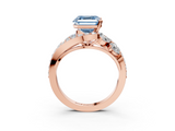 Rose gold Fancy Blue Asscher  Diamond Halo Ring with Marquise and Pavé Band in Prong Setting_21