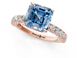 Rose gold Fancy Blue Asscher  Diamond Pavé Band Solitaire Ring with Four-Prong Setting_1