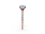 Rose gold Fancy Blue Asscher  Diamond Pavé Band Solitaire Ring with Four-Prong Setting_2