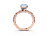 Rose gold Fancy Blue Asscher  Diamond Pavé Band Solitaire Ring with Four-Prong Setting_3