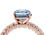 Rose gold Fancy Blue Asscher  Diamond Pavé Band Solitaire Ring with Four-Prong Setting_4