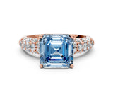 Rose gold Fancy Blue Asscher  Diamond Pavé Band Solitaire Ring with Four-Prong Setting_48