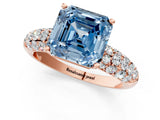 Rose gold Fancy Blue Asscher  Diamond Pavé Band Solitaire Ring with Four-Prong Setting_49