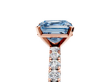 Rose gold Fancy Blue Asscher  Diamond Pavé Band Solitaire Ring with Four-Prong Setting_5