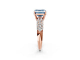 Rose gold Fancy Blue Asscher  Diamond Pavé Band Solitaire Ring with Four-Prong Setting_50