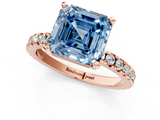Rose gold Fancy Blue Asscher  Diamond Pavé Band Solitaire with Four-Prong Setting_1