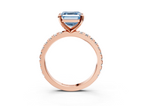 Rose gold Fancy Blue Asscher  Diamond Pavé Band Solitaire with Four-Prong Setting_3