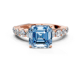 Rose gold Fancy Blue Asscher  Diamond Pavé Band Solitaire with Four-Prong Setting_54